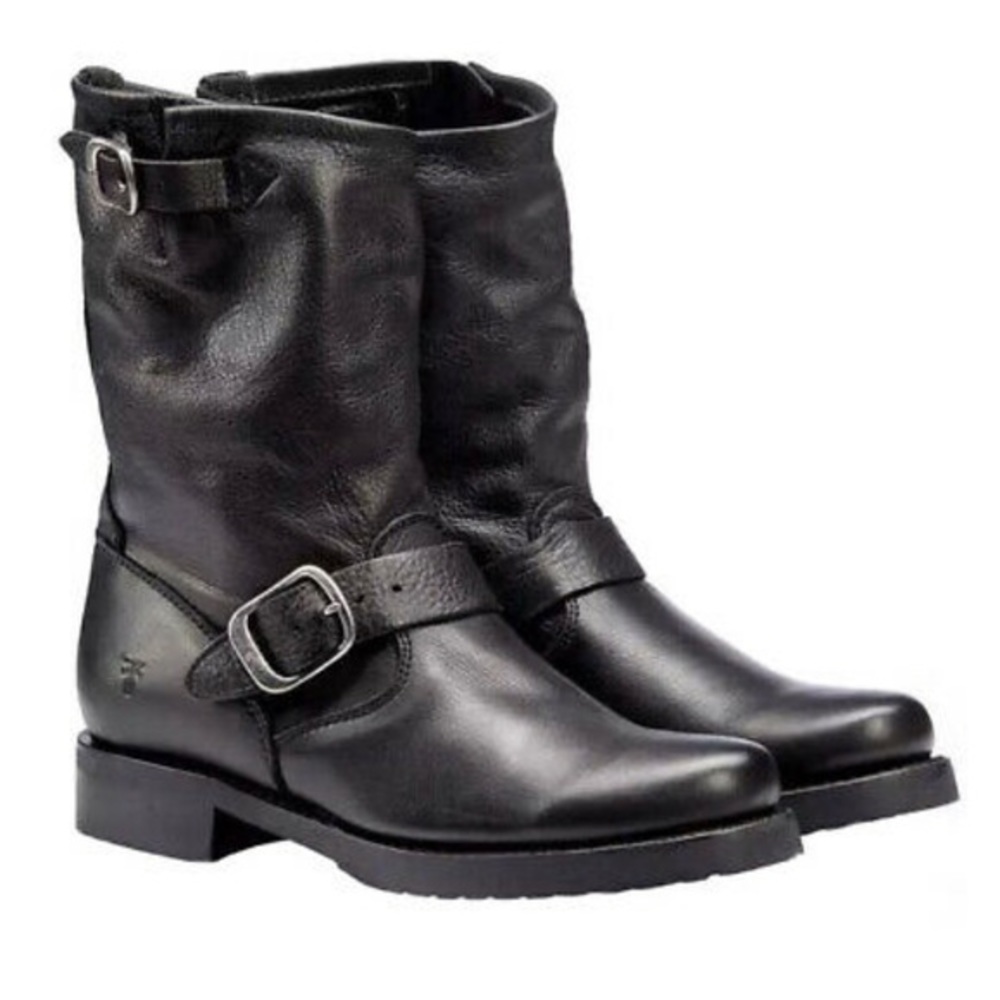 Frye Veronica Short Leather Boot Women's Size 6B Med Biker Black 3476509